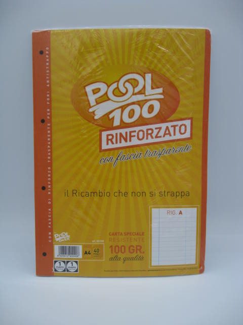 Ricambio Fogli per Raccoglitori ad anelli in A4 con RINFORZATO confezione  da 40 foglio PoolOver - La Penna nera
