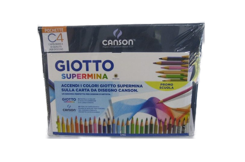 Confezione da 36 Giotto Supermina + album canson bianco - La Penna nera